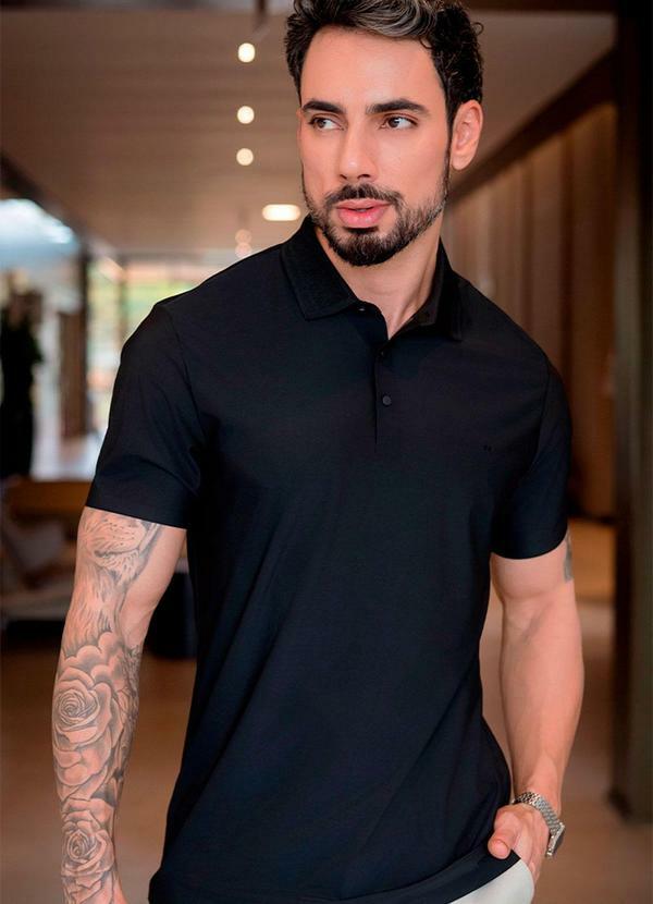 Polo Sporttech Gola Masculina Preto
