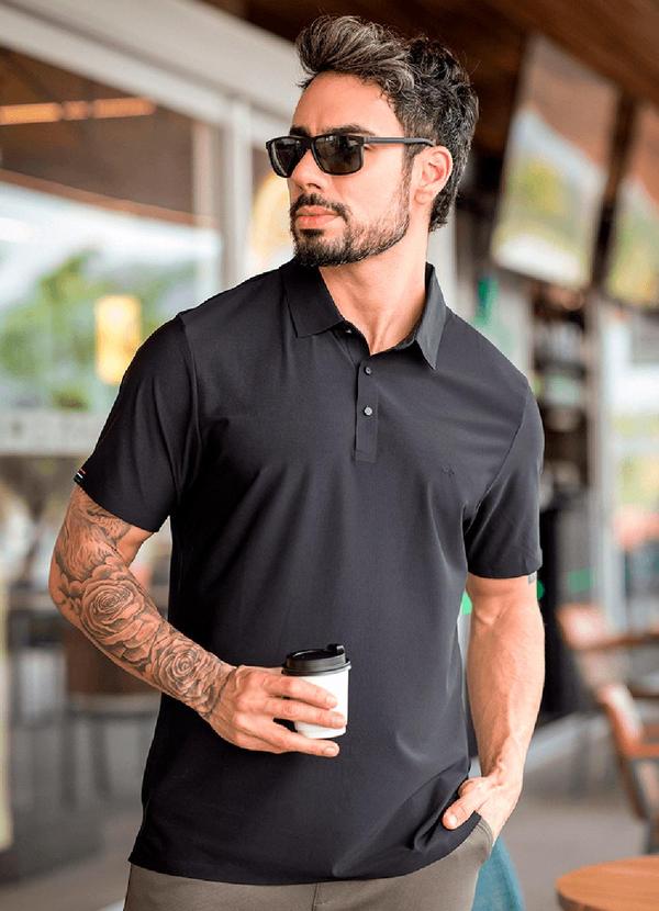 Polo Sporttech Masculina Preto
