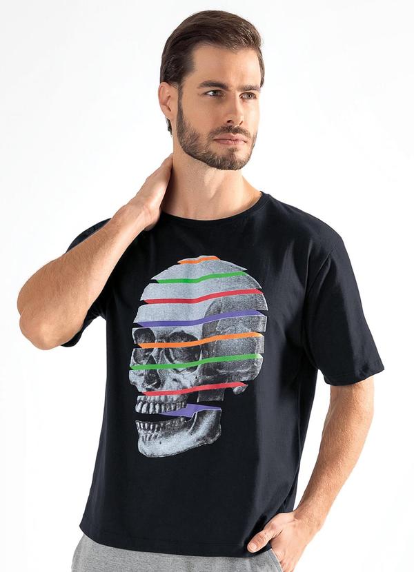 Blusa Preto em Malha de Algodão