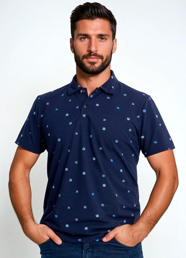 Vista 2 Camisa Gola Polo em Piquet Azul Multimarcas Multimarcas