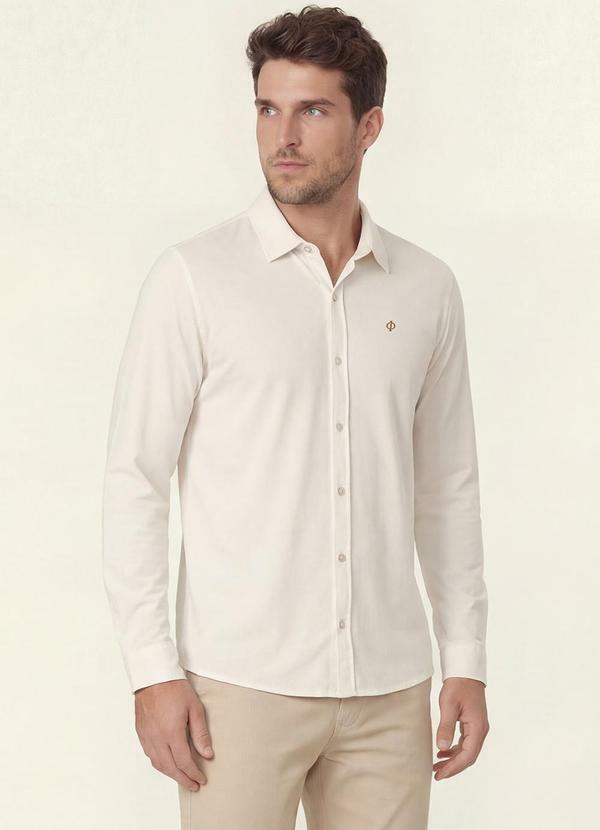 Camisa Masculina Manga Longa Visco Cotton Bege