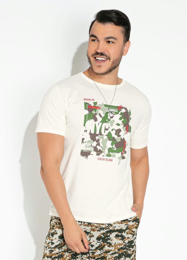 Vista 2 Camisa Off White com Estampa Localizada Moda Pop Moda Pop
