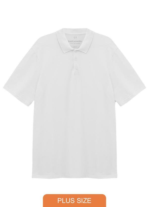Vista 2 Camisa Polo Piquet Stretch Plus Masculina Branco Basicamente Basicamente
