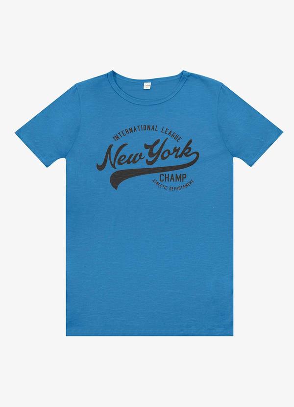 Vista 2 Camiseta Adulto Masculino em Meia Malha Azul Rovitex Rovitex