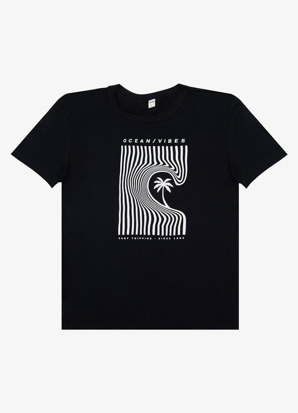 Camiseta Adulto Masculino em Meia Malha Preto
