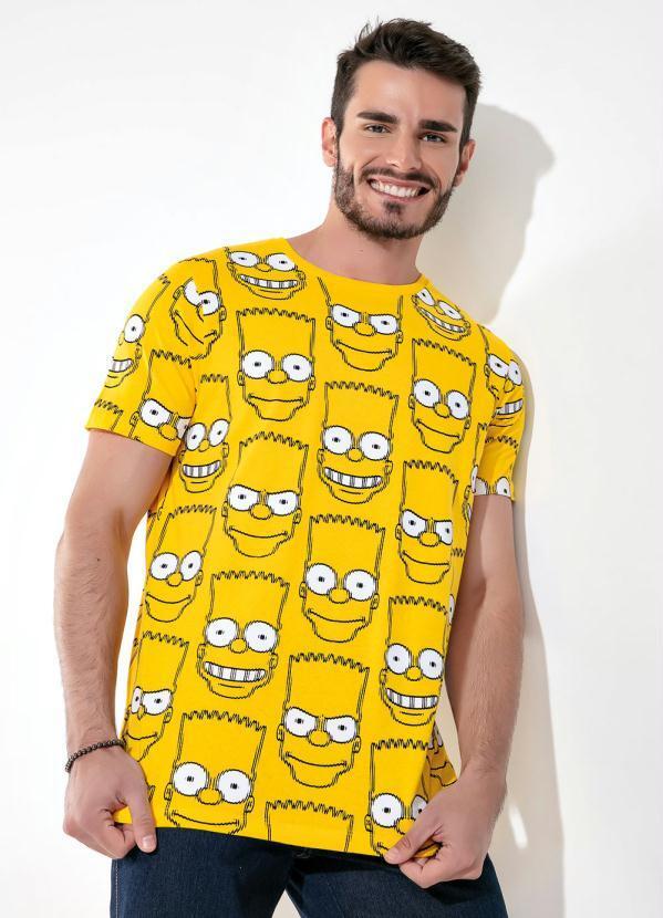Camiseta Amarela Manga Curta Estampada