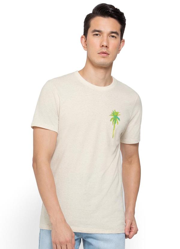 Vista 2 Camiseta Areia Slim em Linho Enfim Enfim