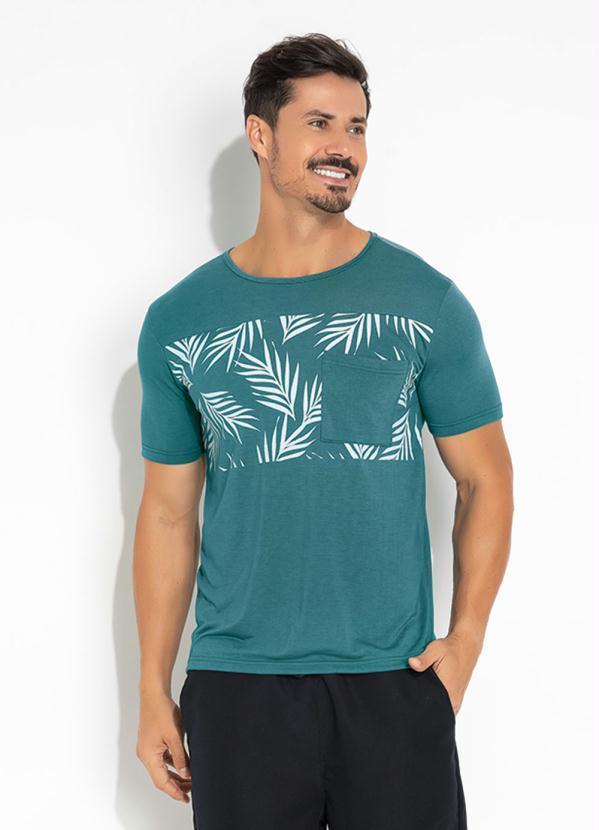 Vista 2 Camiseta Azul com Estampa Frontal e Bolso Moda Pop Moda Pop