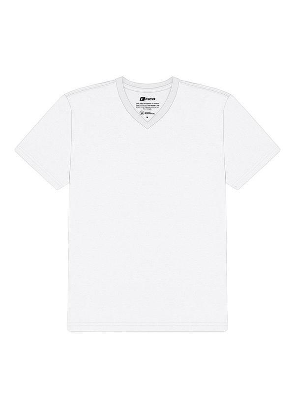 Camiseta Básica com Gola V em Meia Malha Branco