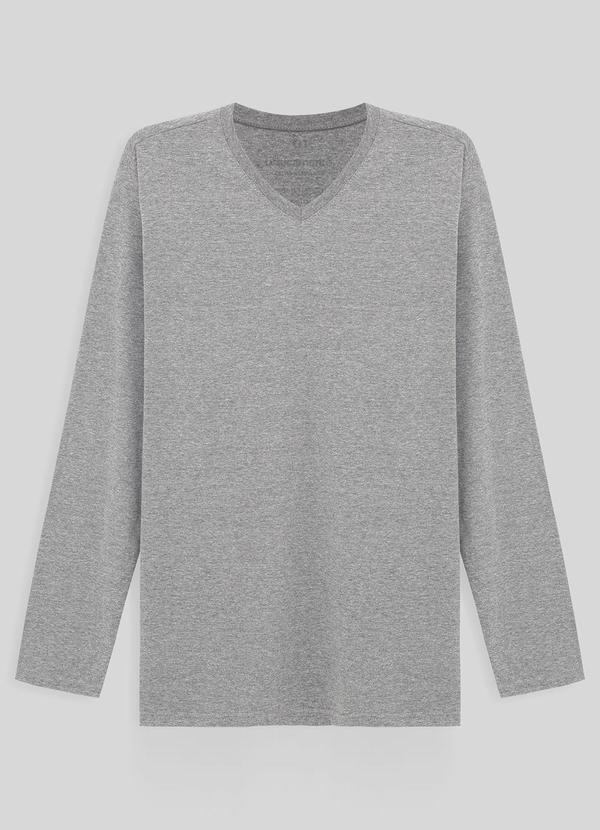 Vista 2 Camiseta Básica Gola V Manga Longa Plus Masculina Basicamente Basicamente