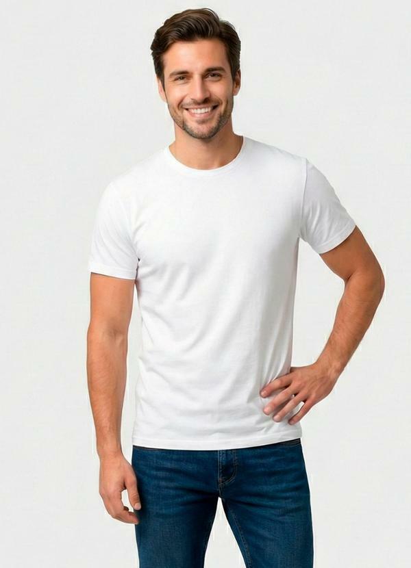 Vista 2 Camiseta Básica Masculina T-Shirt Branco Yends Fashion Yends Fashion