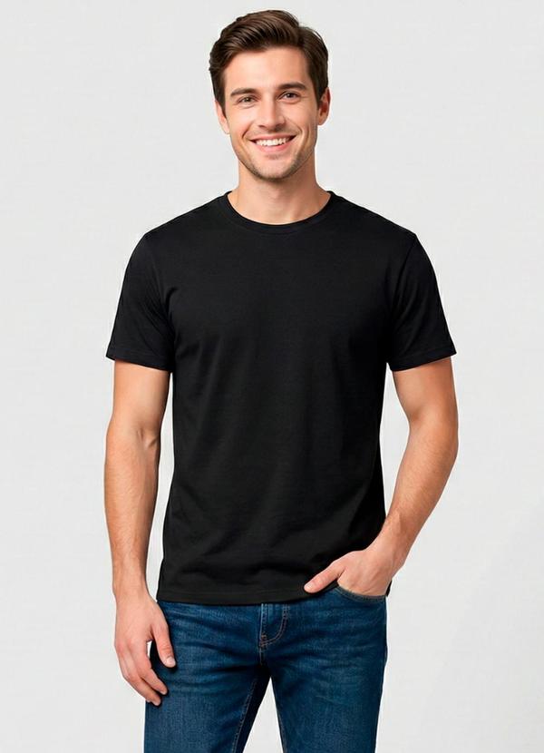 Vista 2 Camiseta Básica Masculina T-Shirt Preto Yends Fashion Yends Fashion