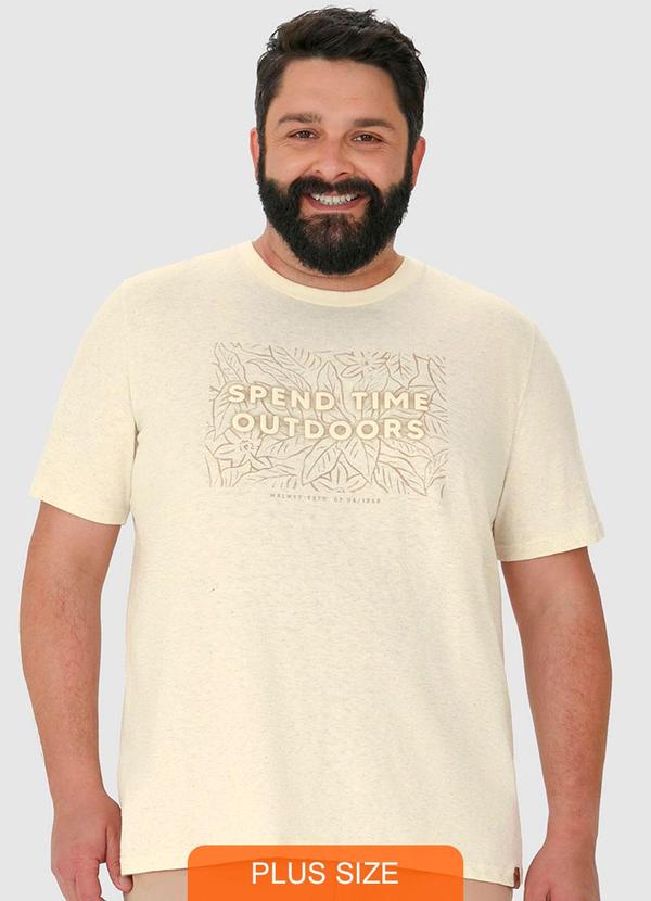 Camiseta Bege Spend Time Outdoors em Linho