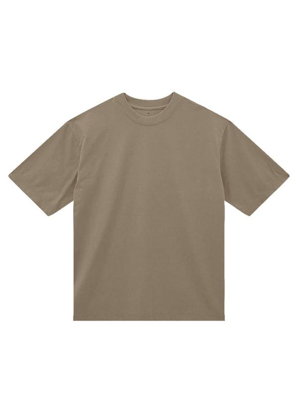Camiseta Boxy em Malha Taupe