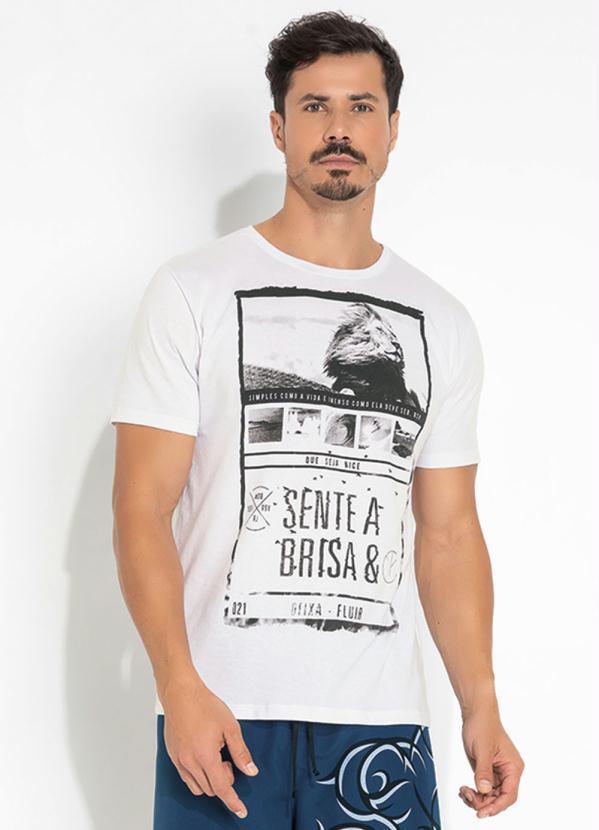 Camiseta Branca com Estampa Localizada