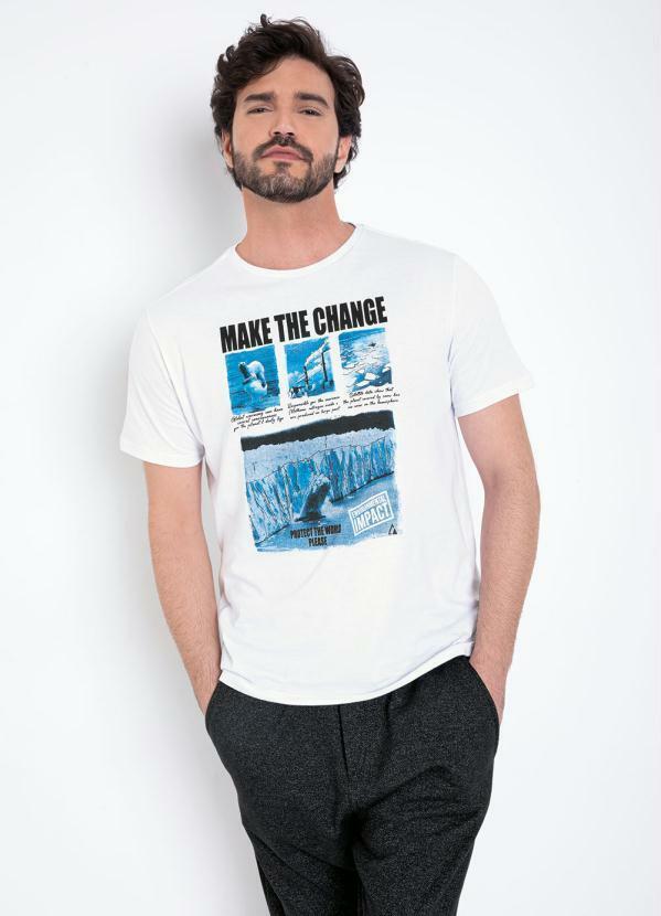 Camiseta Branca com Estampa na Frente