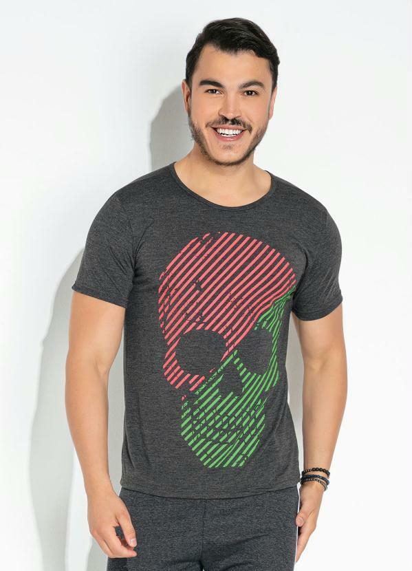 Camiseta Chumbo com Estampa Localizada