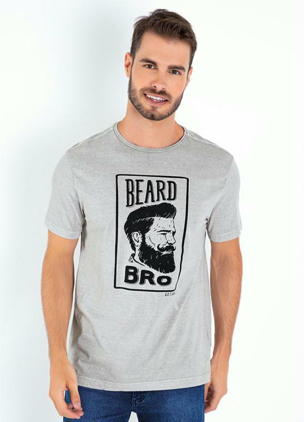 Camiseta Cinza com Estampa na Frente