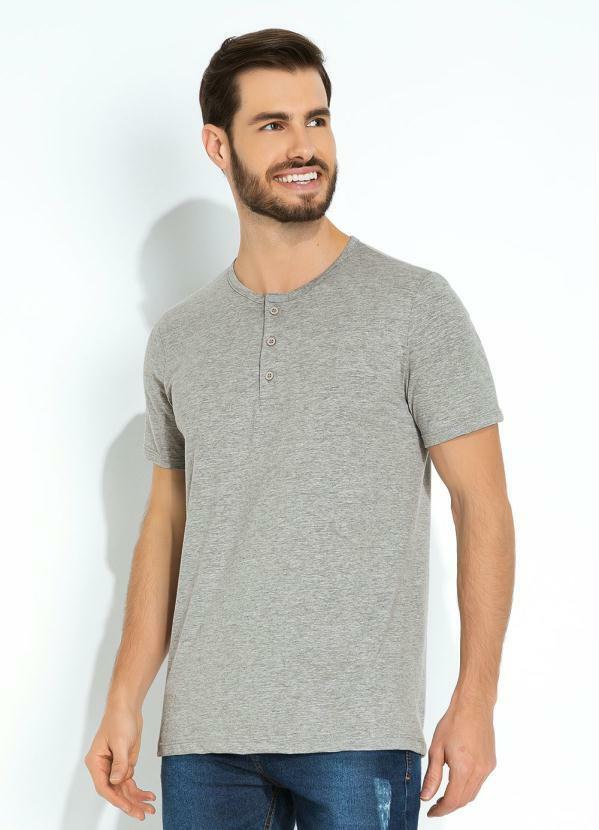 Camiseta Cinza Masculina com Botões