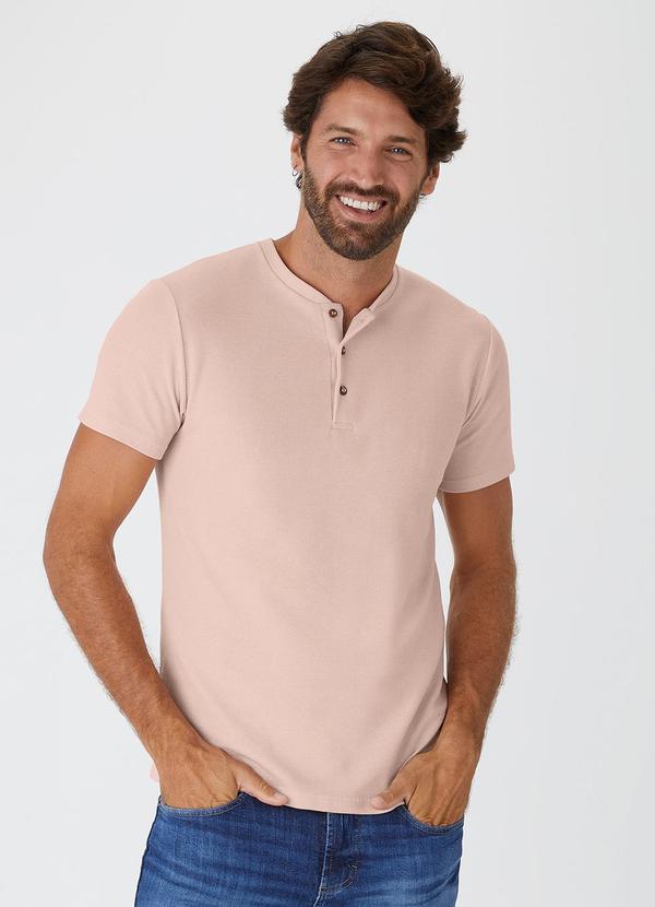 Vista 2 Camiseta com Botões em Malha Texturizada Rosê Malwee Malwee