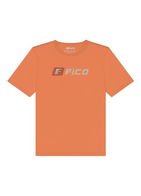 Camiseta com Estampa em Algodão Penteado Laranja
