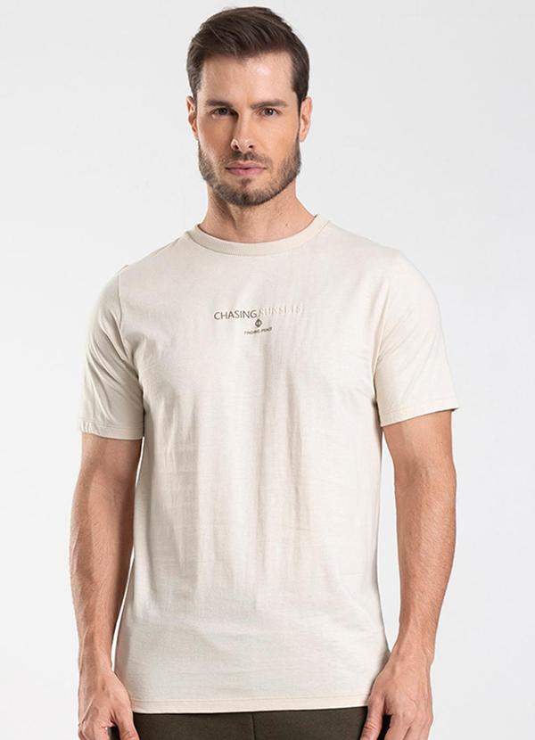 Camiseta com Estampa Localizada Bege