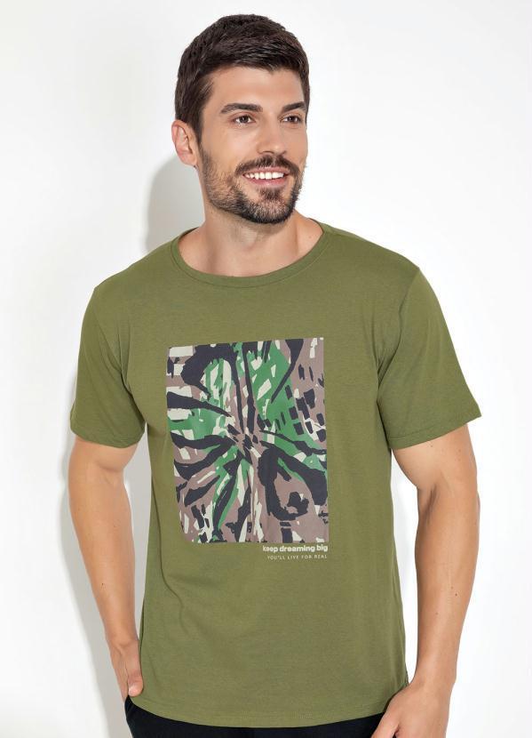 Vista 2 Camiseta com Estampa na Frente Verde Militar Moda Pop Moda Pop