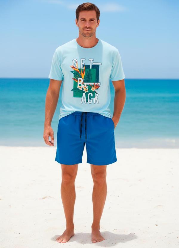 Camiseta em Malha Azul