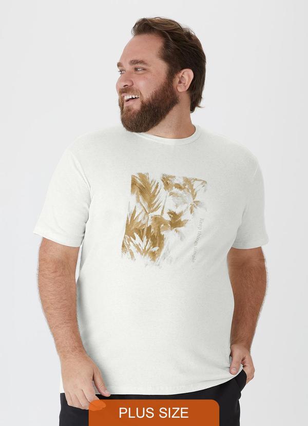 Vista 2 Camiseta em Malha Linho Plus Off White Malwee Malwee
