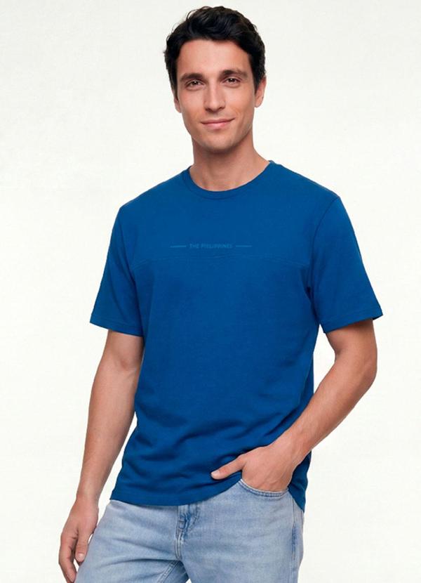 Camiseta em Meia Malha Azul
