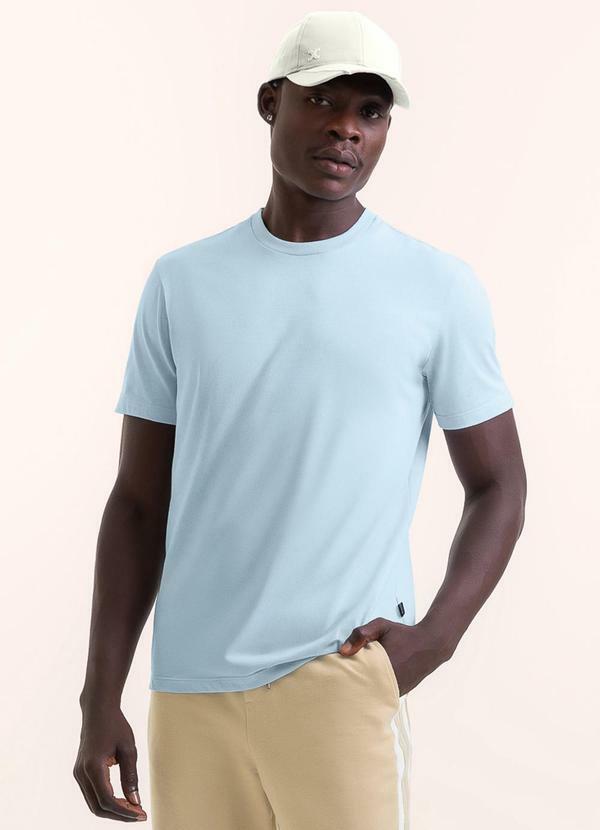 Camiseta em Ribana de Algodão Azul
