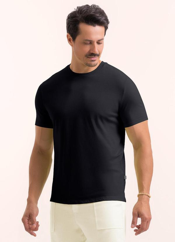 Camiseta em Ribana de Algodão Preto