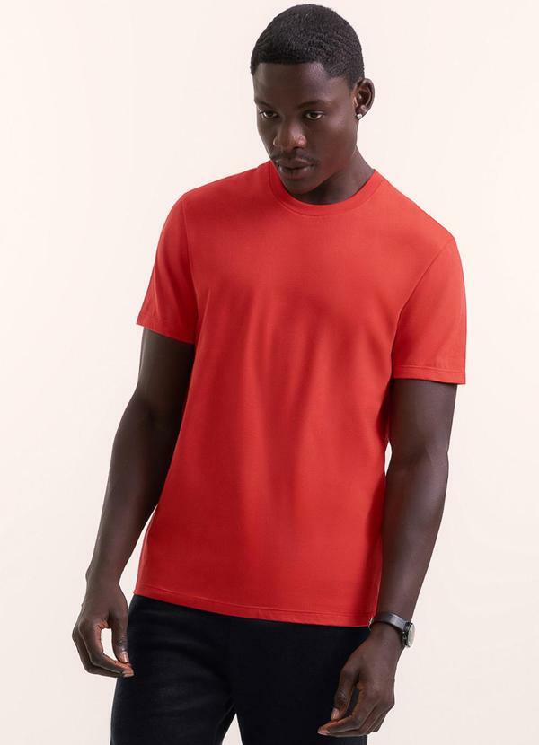 Camiseta em Ribana de Algodão Vermelho