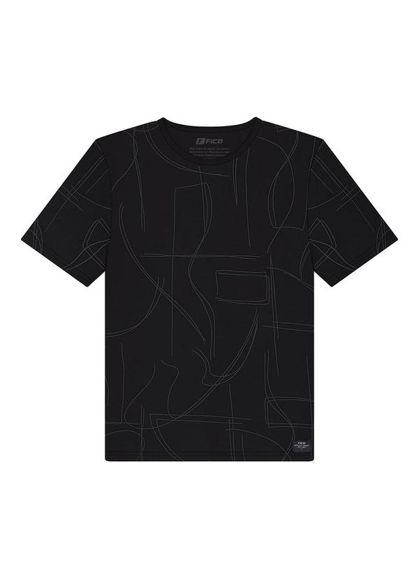 Camiseta Estampada em Meia Malha Preto