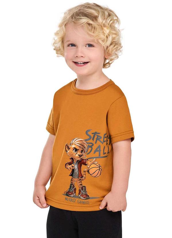 Camiseta Infantil Menino Meia Malha Laranja