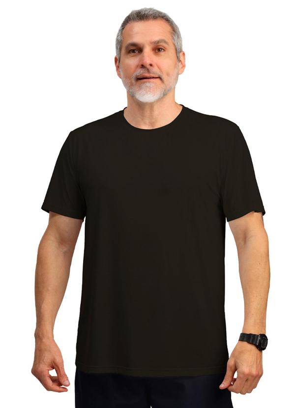Vista 2 Camiseta M/C Dry Poliamida Furadinha Imp. Preto Biogás Biogás