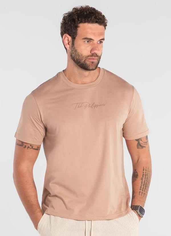 Vista 2 Camiseta Masculina Algodão The Philippines Marrom The Philippines