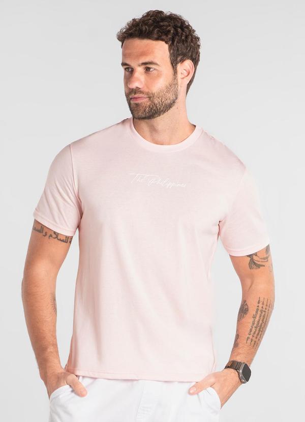 Vista 2 Camiseta Masculina Algodão The Philippines Rosa The Philippines