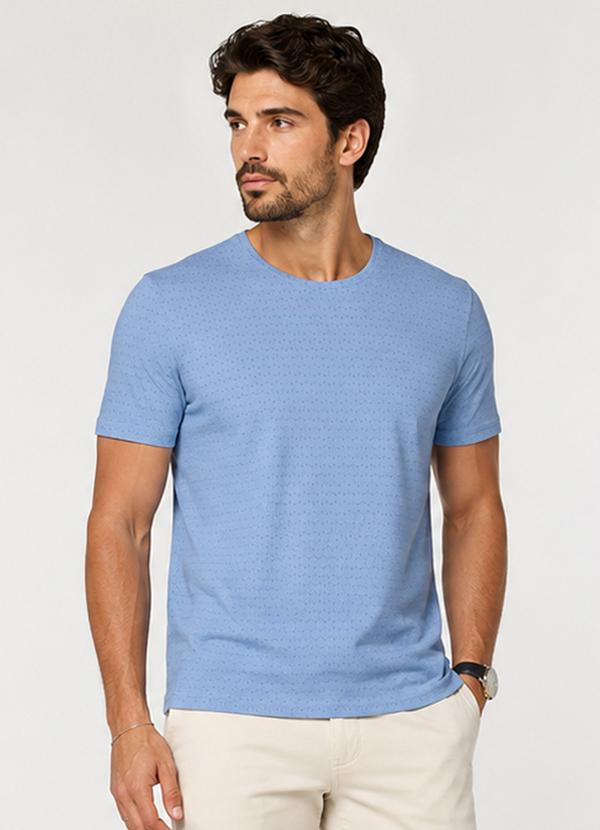 Camiseta Masculina Básica em Malha Drop Azul