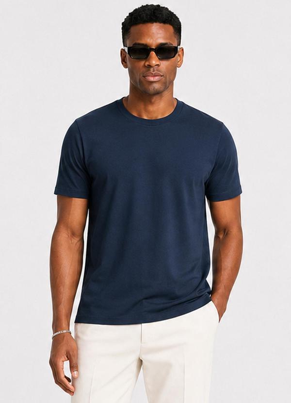 Camiseta Masculina Básica Manga Curta Azul