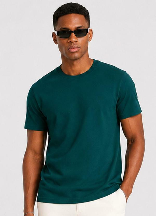 Camiseta Masculina Básica Manga Curta Verde