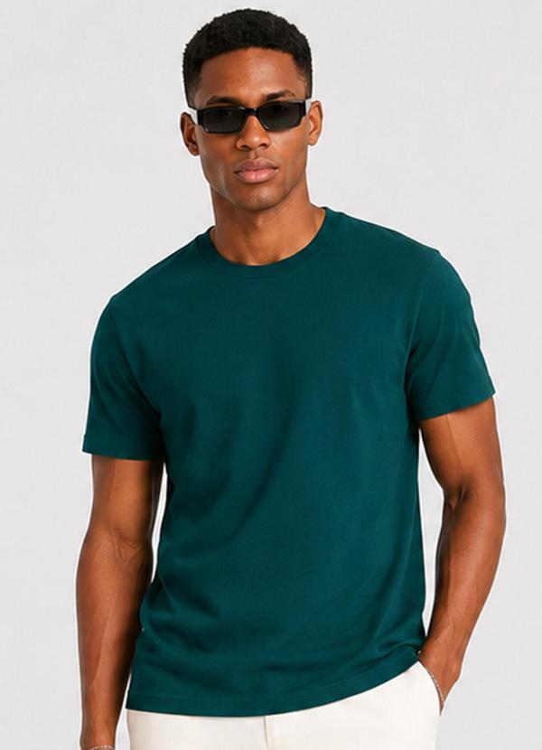 Camiseta Masculina Básica Manga Curta Verde