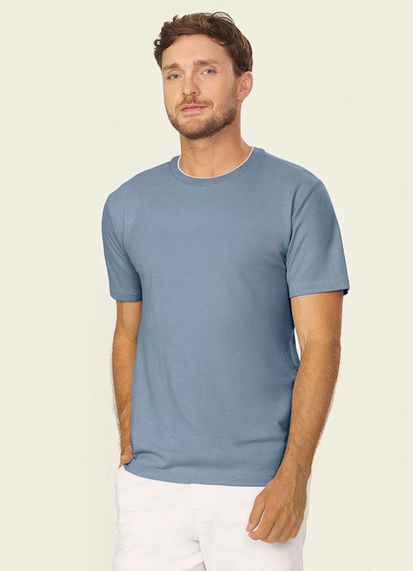 Camiseta Masculina Básica Pique Azul