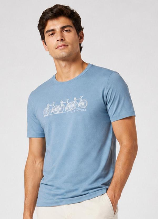 Camiseta Masculina com Estampa Azul