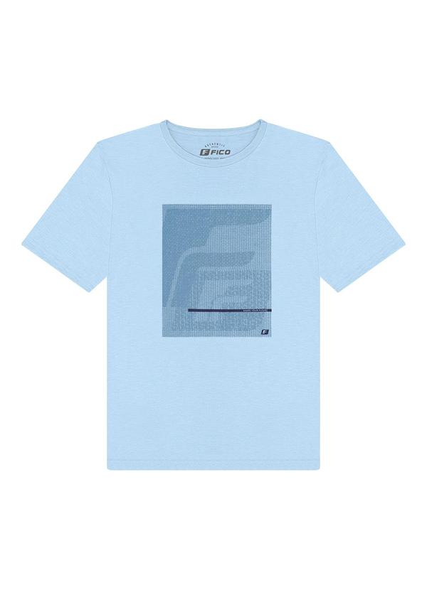 Vista 2 Camiseta Masculina com Estampa em Malha Azul Fico Fico