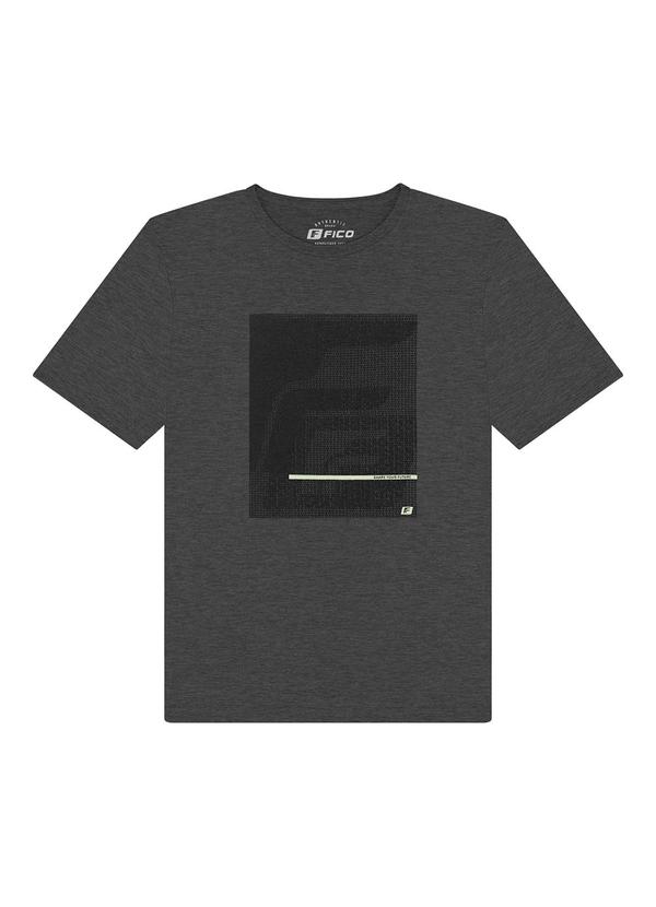 Vista 2 Camiseta Masculina com Estampa em Malha Preto Fico Fico
