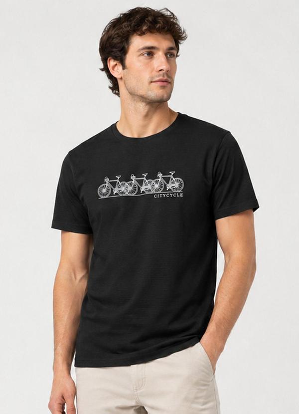Camiseta Masculina com Estampa Preto