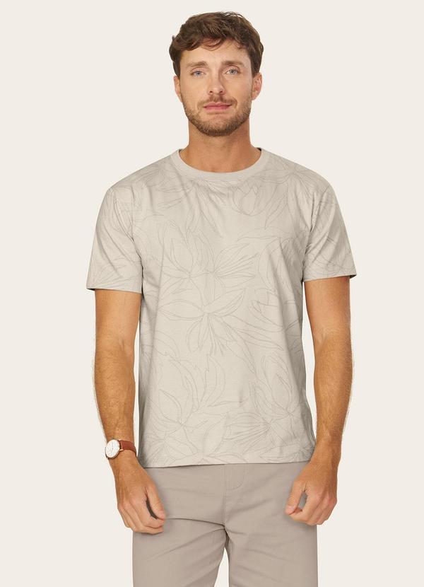 Camiseta Masculina Cotton Leve Estampada Bege
