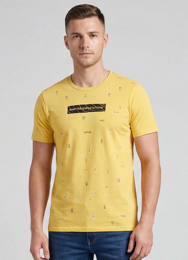 Vista 2 Camiseta Masculina em Meia Malha Amarelo Select Select