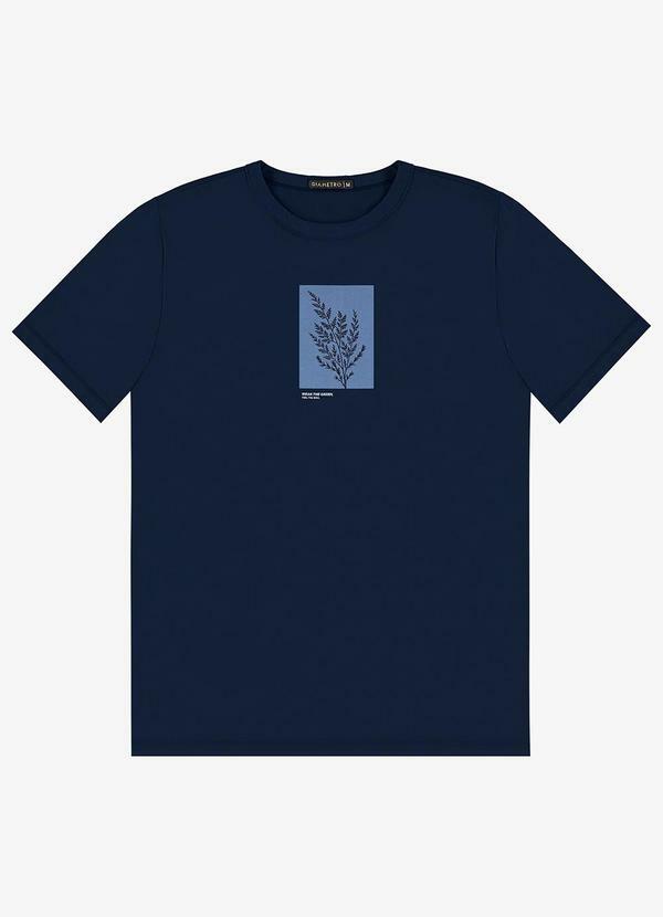 Camiseta Masculina em Meia Malha Azul